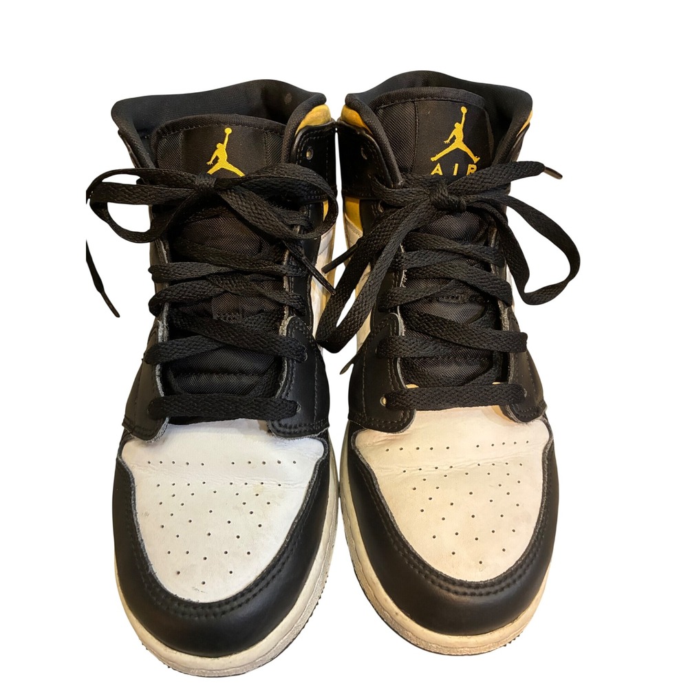 Jordan 1 Mid Youth 5.5Y Black University Gold Excellent 554725-177